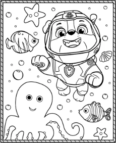 Paw Patro cartoon coloring sheets Rubble