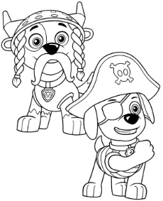 Paw Patrol puppies as pirates coloring page