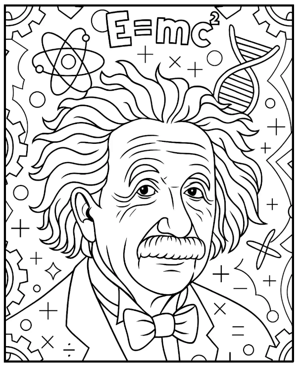 Scientist Albert Einstein coloring page printable