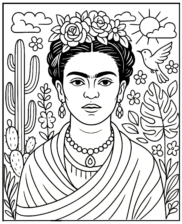 Frida Kahlo coloring page printable