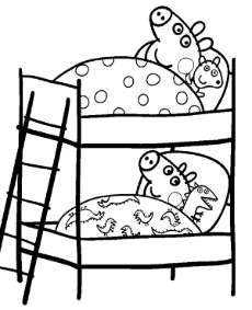 Peppa and George sleeping in bed coloring page