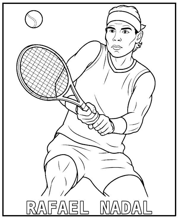 Rafael Nadal tennis player coloring page