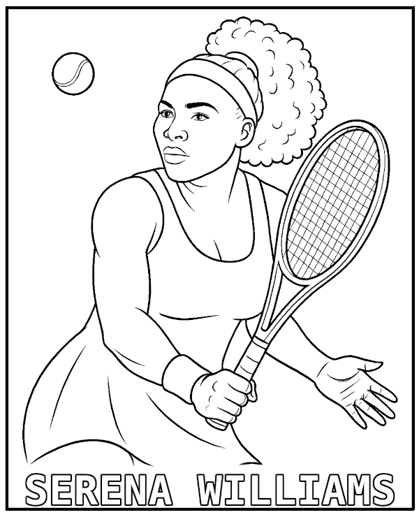 Serena Williams coloring page woman tennis player