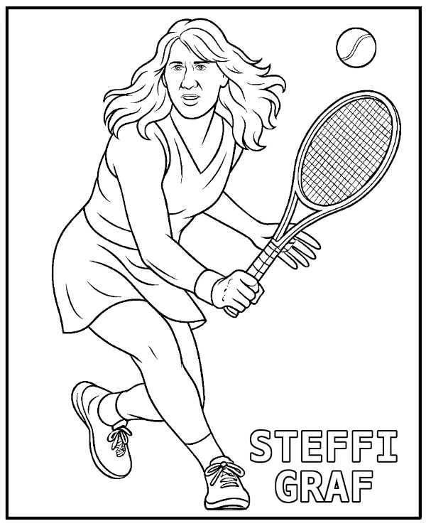 Steffi Graf coloring page woman tennis player