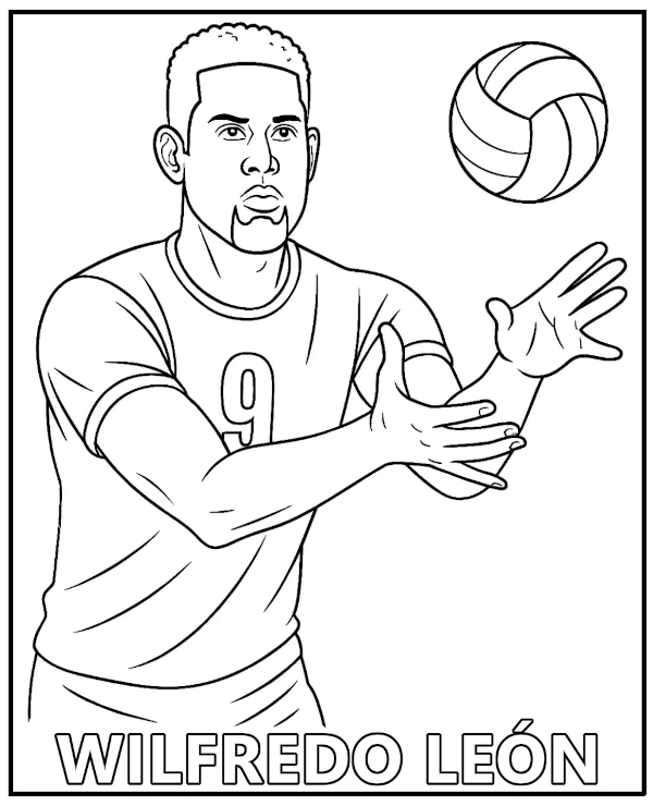 Volleyball player Wilfredo Leon coloring page printable