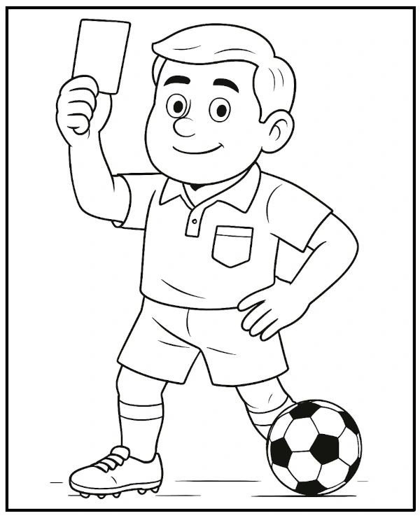 Soccer referee showing card coloring page