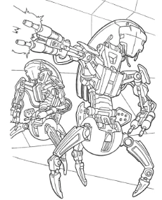 Robots attack coloring page Star Wars