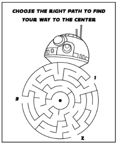 Easy Star Wars maze for kids with BB8 droid