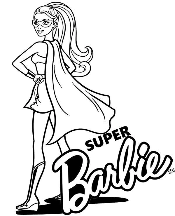 Barbie superhero coloring page to print