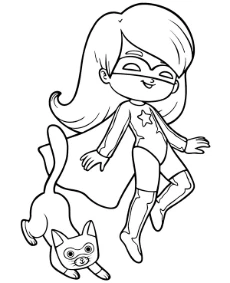 Supercat & superwoman coloring page for kids