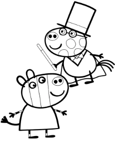 Peppa Pig charcters coloring page for children