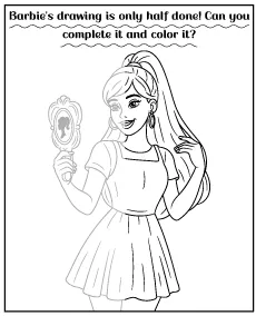 Finish the Barbie picture - a puzzle for children