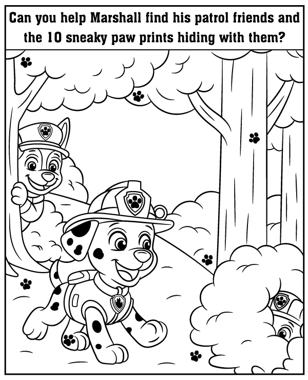 Find hidden Paw Patrol symbols - puzzle for kids