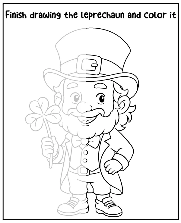 St. Patrick's Day finish the picture and color it