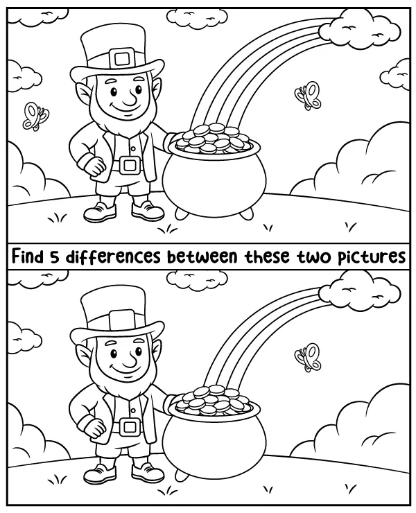 Spot 5 differences - St. Patrick's Day puzzle for kids