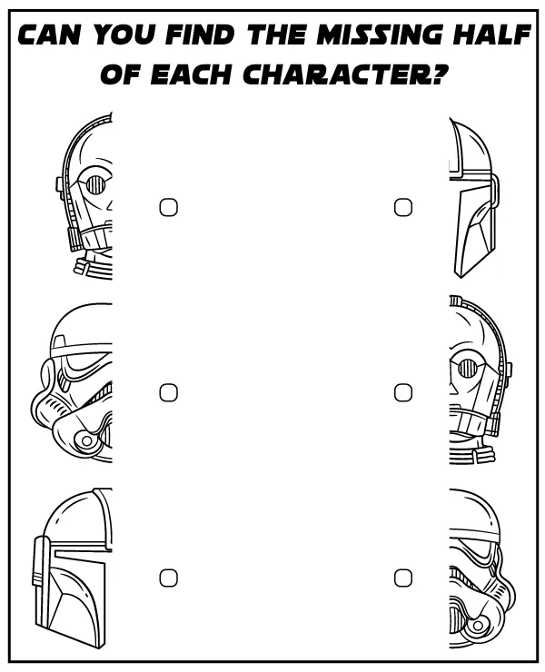 Match the correct halves of Star Wars characters - puzzle for kids