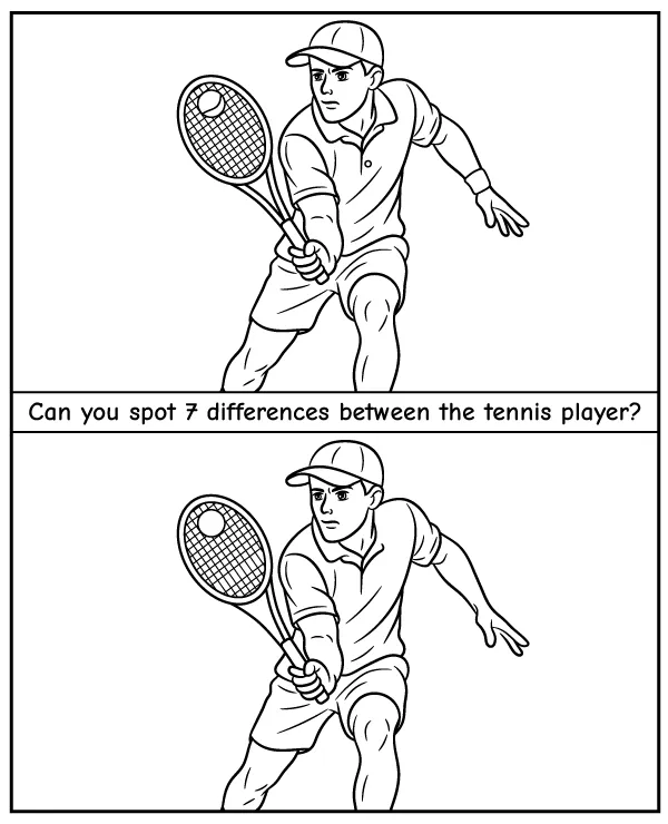 Spot 7 differences between tennis players
