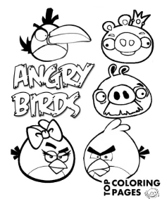 Angry Birds various characters coloring page