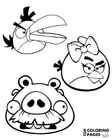 Three Angry Birds characters coloring page