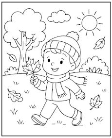 Fall season motive coloring page