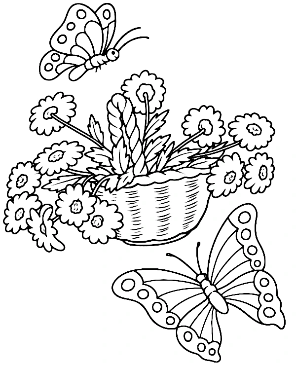 Butterflies and flowers printable coloring page