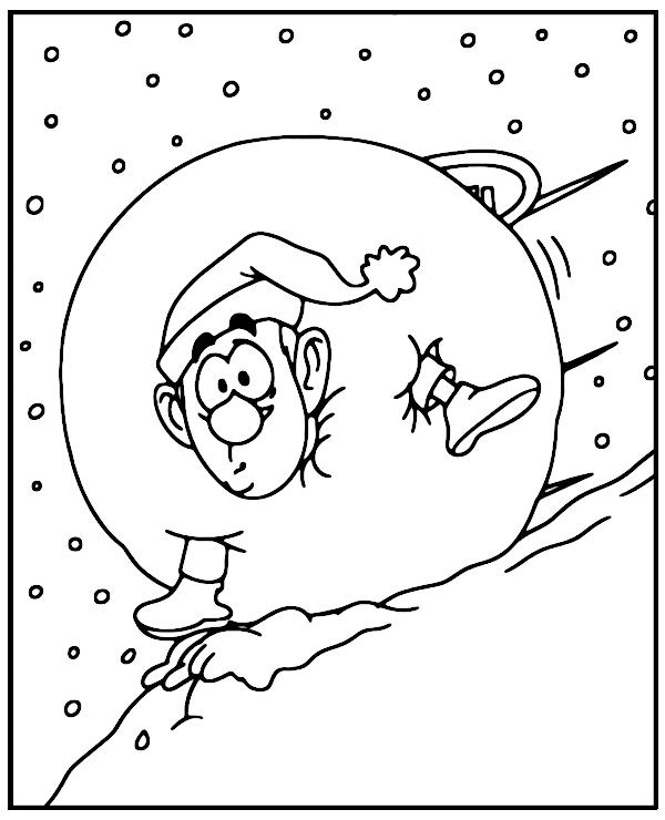 Funny wintertime snowball coloring page