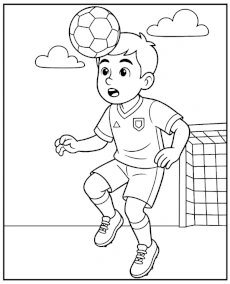 Soccer header coloring page for kids