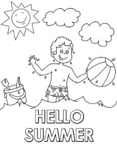 Hello summer coloring pages for children