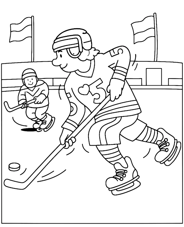 Ice hockey match coloring page 