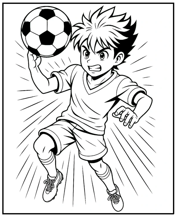 Manga style soccer player coloring page printable