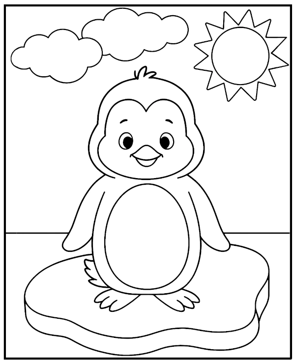 Penguin on ice floe coloring page 