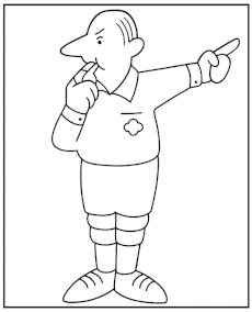 Sport referee blowing the whistle - simple coloring page for kids