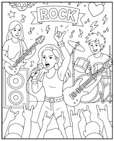 Rock band concert coloring page