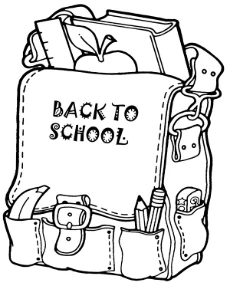 Back to school backpack coloring page for children