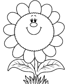 Smiled sunflower coloring page printable