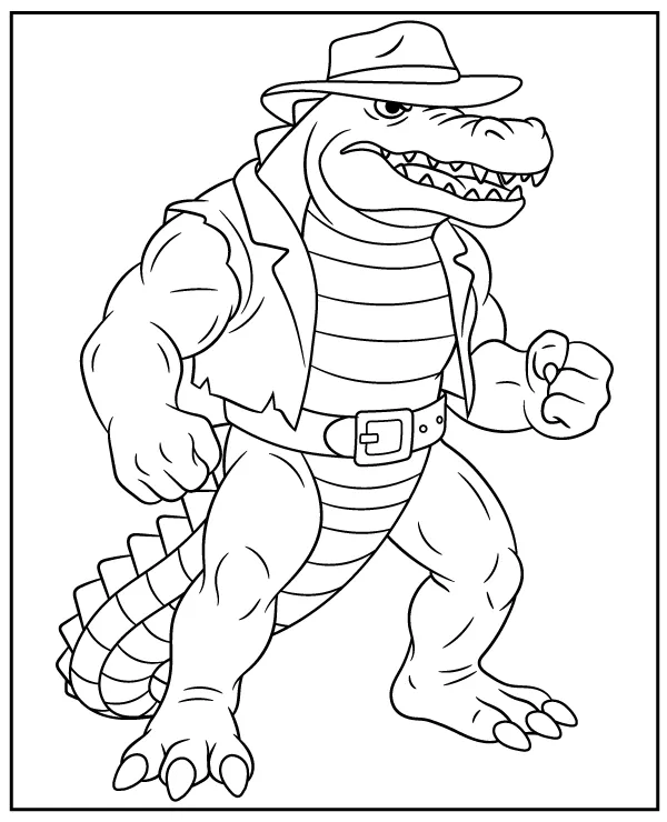 Leatherhead coloring page mutated alligator