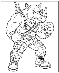 Rocksteady coloring page Ninja Turtles character