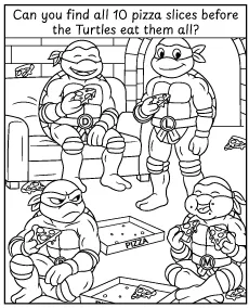 Count the pizza slices - Ninja Turtles puzzle for kids