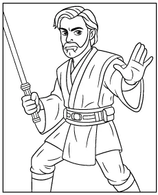 Obi Wan Kenobi coloring page Star Wars cartoon style