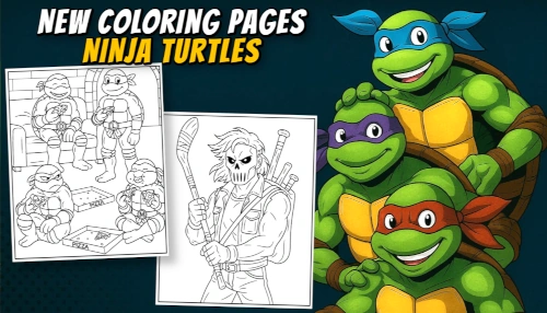 New Ninja Turtles Coloring Pages + Puzzles blog banner mobile