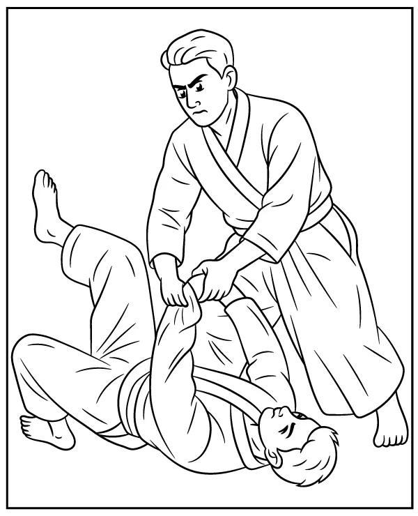 Aikido training coloring page martial arts