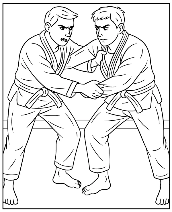 Brazilian jiu jitsu training coloring page