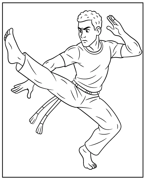 Capoeira pose Coloring Page for Children Martial Art