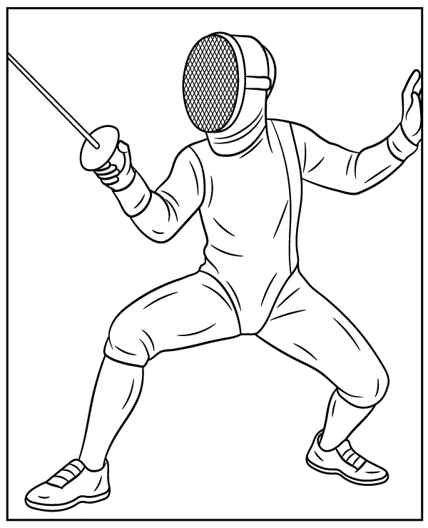 Fencing sport coloring page