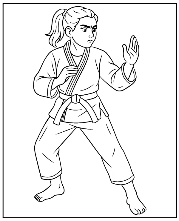 Judo girl Martial Art coloring page