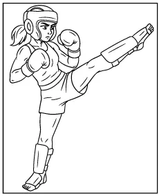 Kickboxing high kick coloring pages