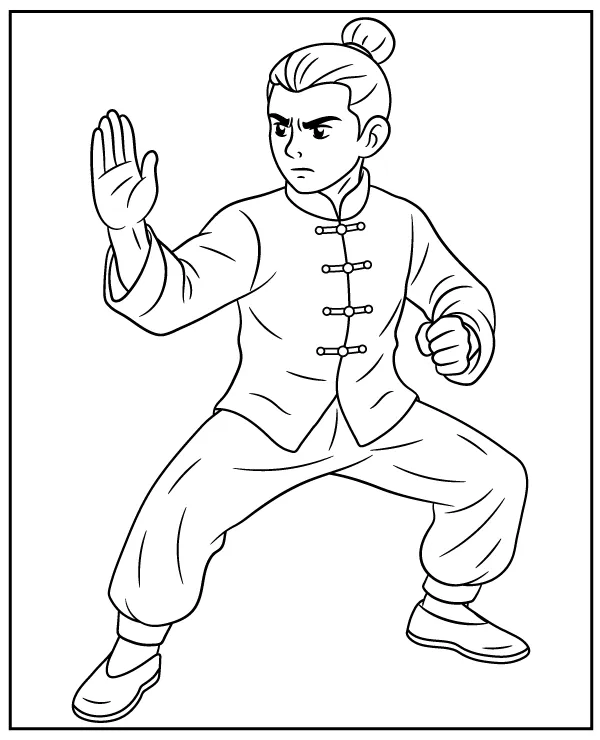 Kung fu fighter coloring page to print
