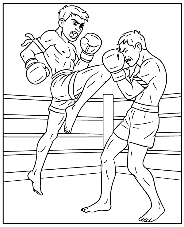 Muay fight knee strike coloring page