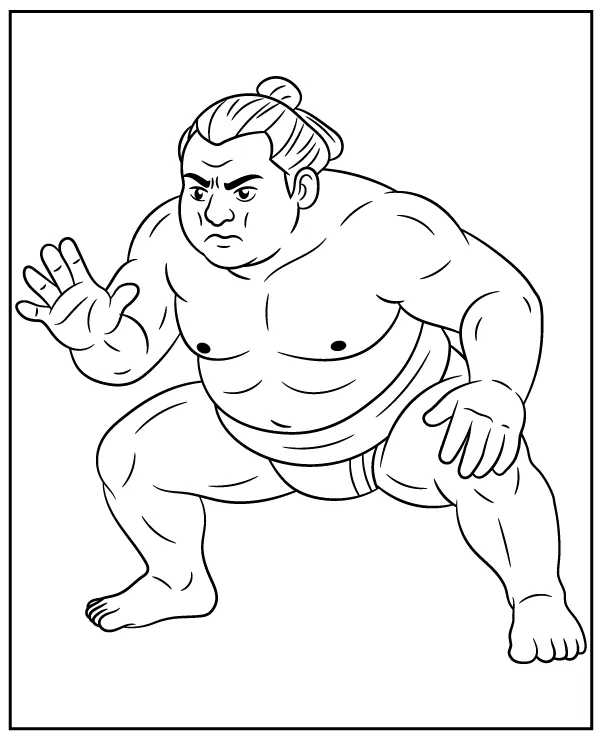 Sumo fighter coloring page Japanese martial art