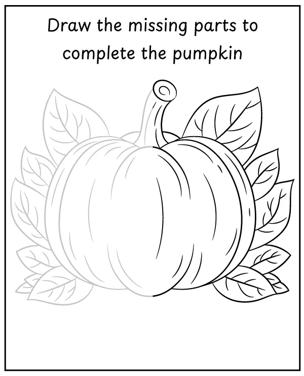 Complete the pumpkin picture - fall puzzle for children